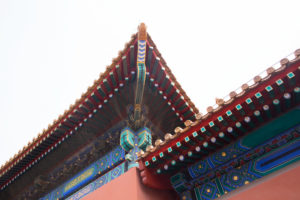Details of the decor and colors of the roof, The Forbidden City, Beijing, China Details of the decor and colors of the roof, The Forbidden City, Beijing, China